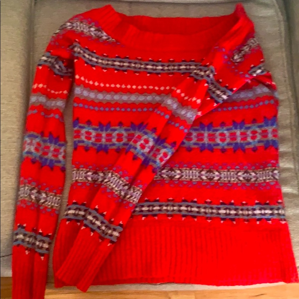 red sweater from american eagle